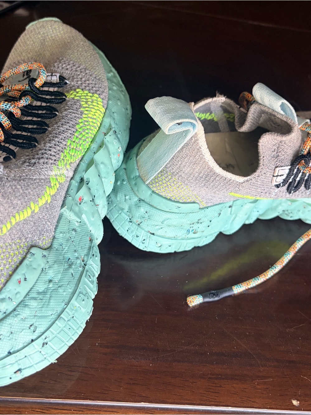 Kids or women Lightweight Knit Sneakers in Mint Green and Gray
